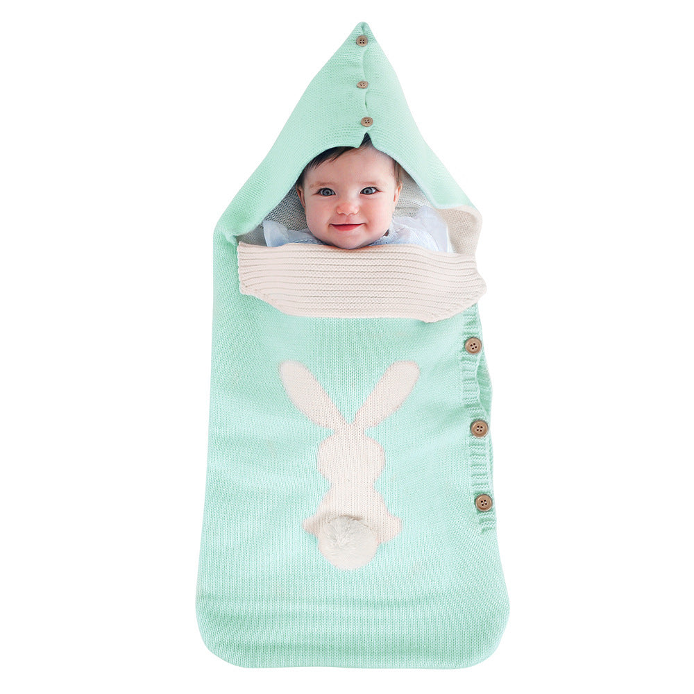 Baby Knitted Rabbit Button Sleeping Bag