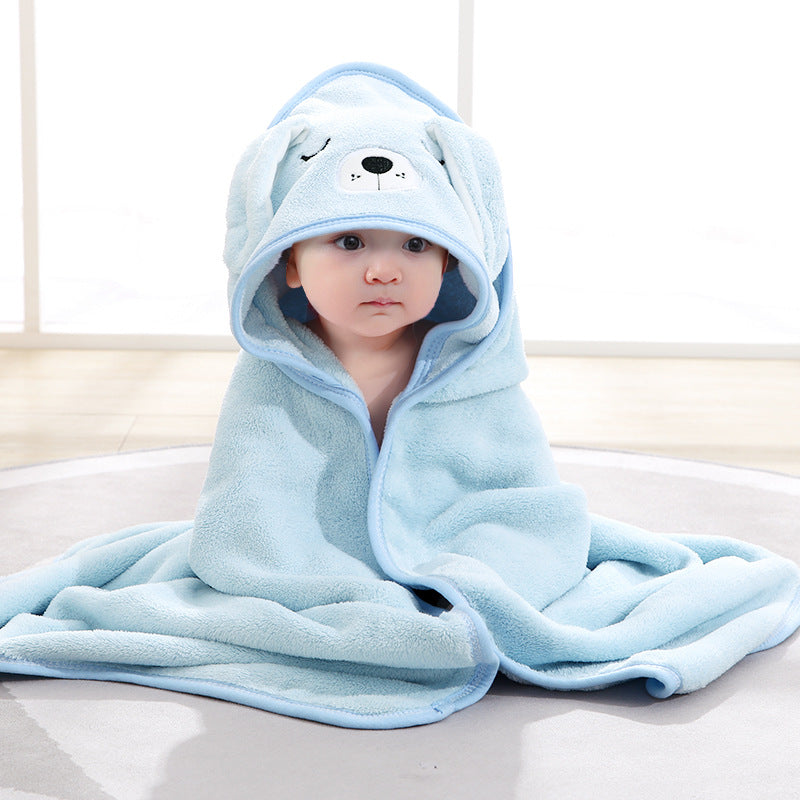 Baby Swaddle Towel — Hooded Coral Fleece Bath Towel