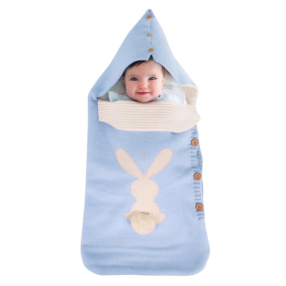 Baby Knitted Rabbit Button Sleeping Bag
