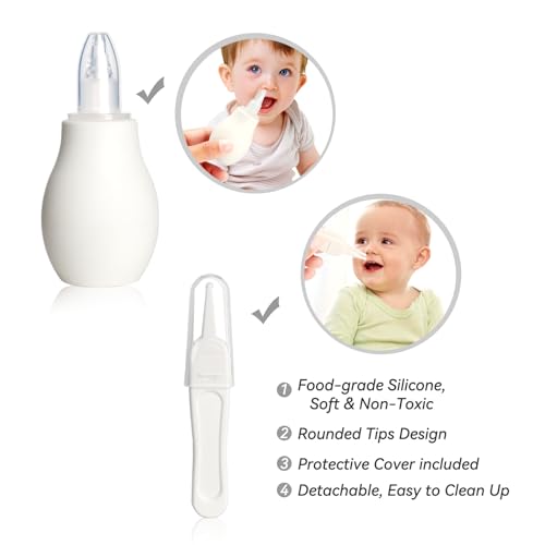 Baby Grooming Kit, Infant Safety Care Set with Hair Brush Comb Nail Clipper Nasal Aspirator,Baby Essentials Kit for Newborn Girls Boys (Grey White)