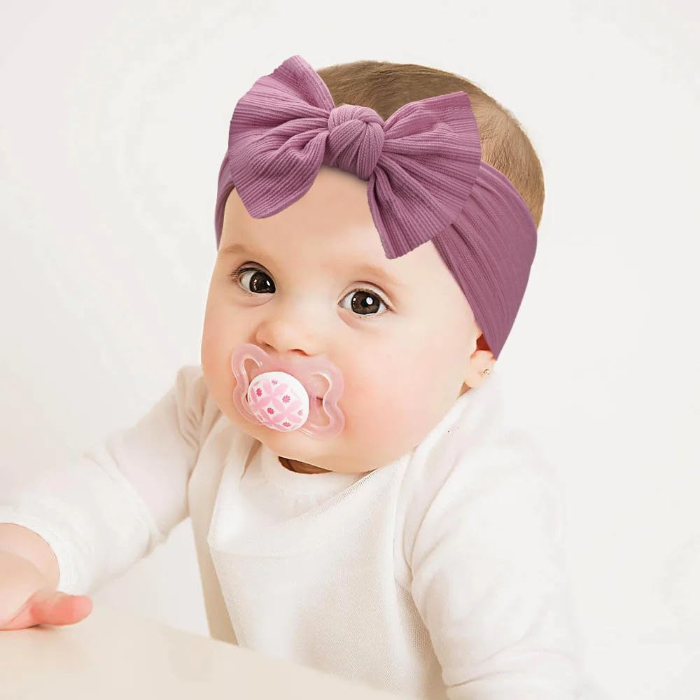 CÉLLOT 10 Colors Super Stretchy Soft Knot Baby Girl Headbands with Hair Bows Nylon Head Wrap For Newborn Baby Girls Infants Toddlers Kids
