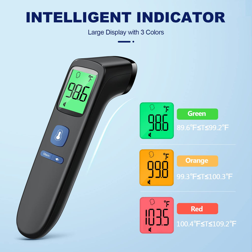 No-Touch Thermometer for Adults and Kids, Accurate Digital Baby Thermometer, Fever Alarm & Silent Mode, 2 in 1 Forehead & Object Mode