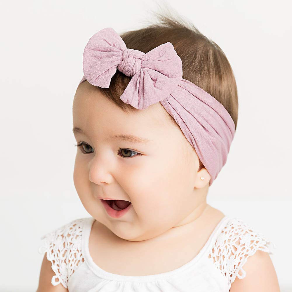 CÉLLOT 10 Colors Super Stretchy Soft Knot Baby Girl Headbands with Hair Bows Nylon Head Wrap For Newborn Baby Girls Infants Toddlers Kids