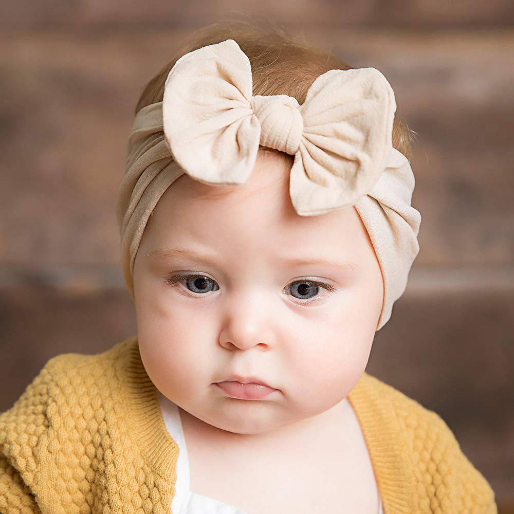 CÉLLOT 10 Colors Super Stretchy Soft Knot Baby Girl Headbands with Hair Bows Nylon Head Wrap For Newborn Baby Girls Infants Toddlers Kids
