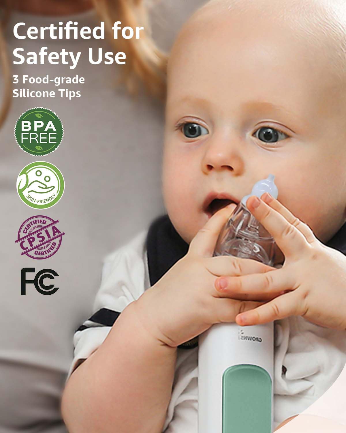GROWNSY Nasal Aspirator for Baby, Electric Baby Nose Sucker with Larger Suction Chamber and More Powerful Suction, Automatic Nose Cleaner with Music and Light Soothing Function