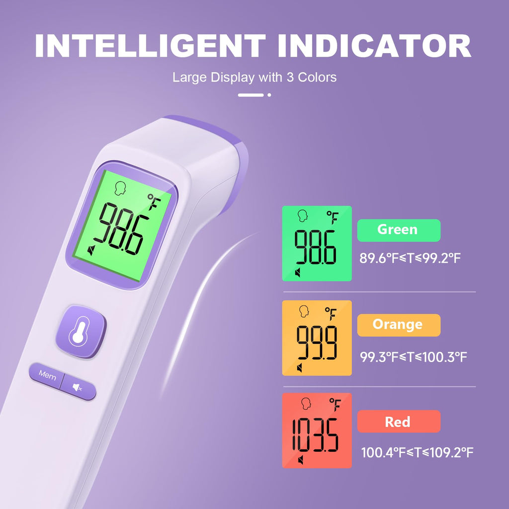 No-Touch Thermometer for Adults and Kids, Accurate Digital Baby Thermometer, Fever Alarm & Silent Mode, 2 in 1 Forehead & Object Mode