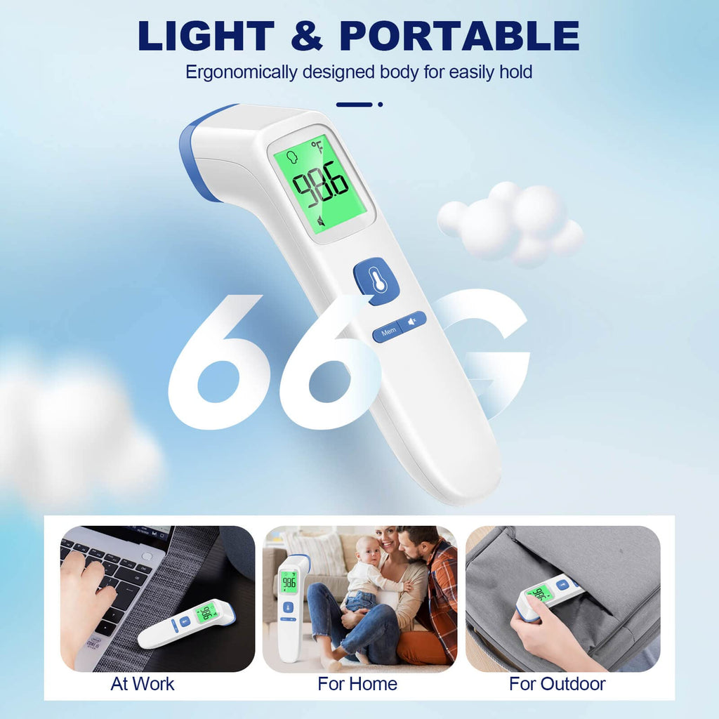 No-Touch Thermometer for Adults and Kids, Accurate Digital Baby Thermometer, Fever Alarm & Silent Mode, 2 in 1 Forehead & Object Mode