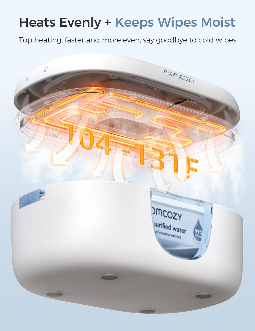 Momcozy Baby Wipe Warmer, Innovative Spring Design, Large Capacity Wipes Dispenser, Fast and Even Heating, 4 Modes of Temperature Heating Control, Diaper Wipe Warmer with Night Light