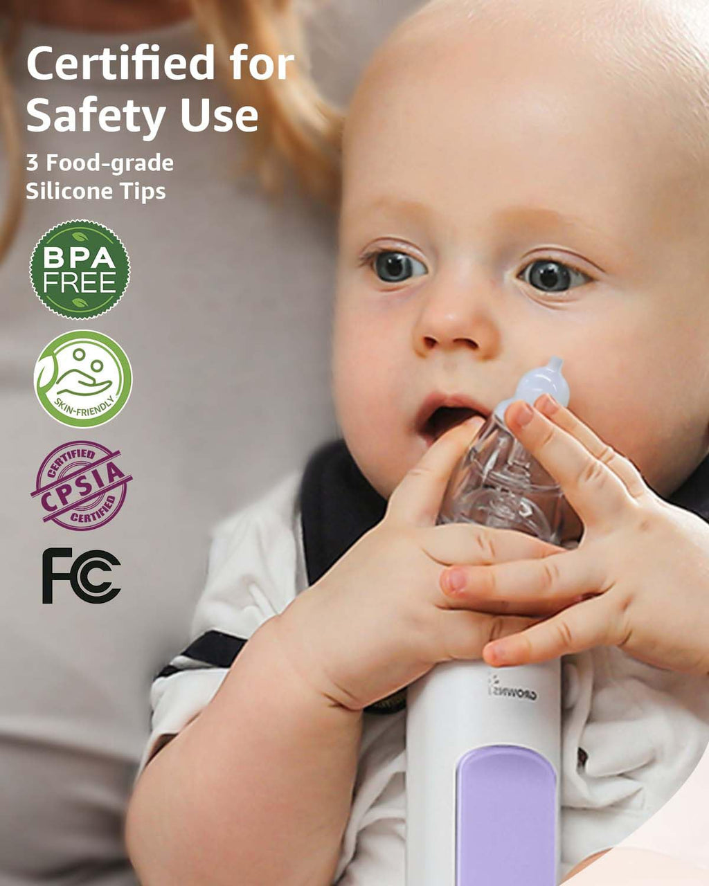 GROWNSY Nasal Aspirator for Baby, Electric Baby Nose Sucker with Larger Suction Chamber and More Powerful Suction, Automatic Nose Cleaner with Music and Light Soothing Function
