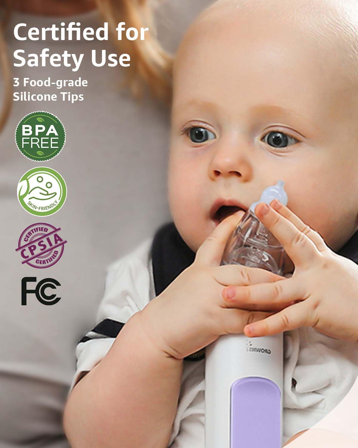 GROWNSY Nasal Aspirator for Baby, Electric Baby Nose Sucker with Larger Suction Chamber and More Powerful Suction, Automatic Nose Cleaner with Music and Light Soothing Function