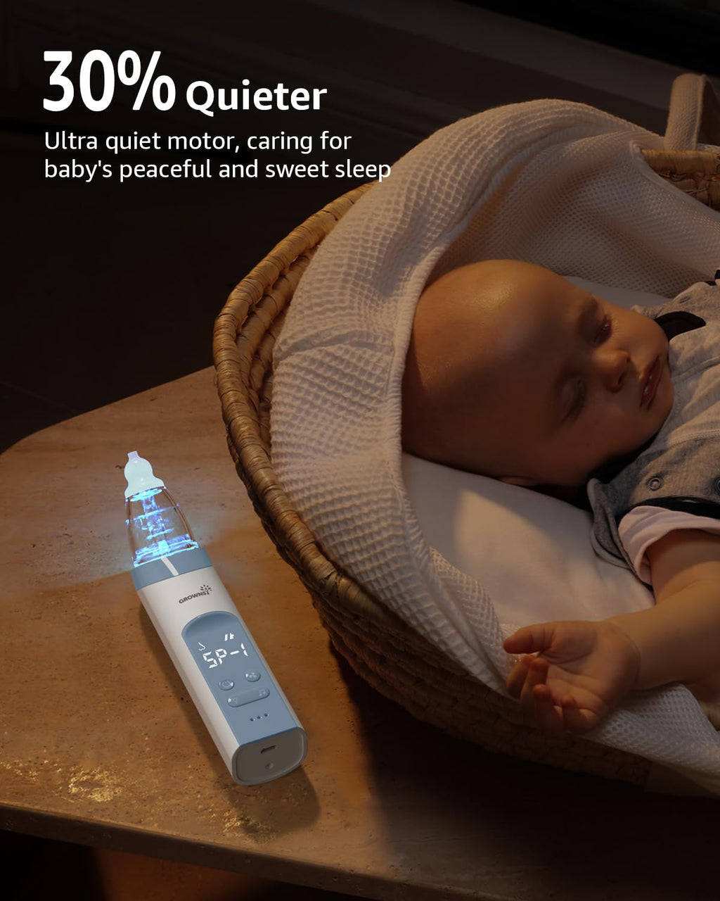 GROWNSY Nasal Aspirator for Baby, Electric Baby Nose Sucker with Larger Suction Chamber and More Powerful Suction, Automatic Nose Cleaner with Music and Light Soothing Function