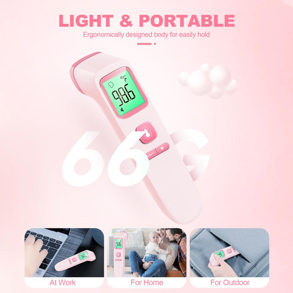 No-Touch Thermometer for Adults and Kids, Accurate Digital Baby Thermometer, Fever Alarm & Silent Mode, 2 in 1 Forehead & Object Mode