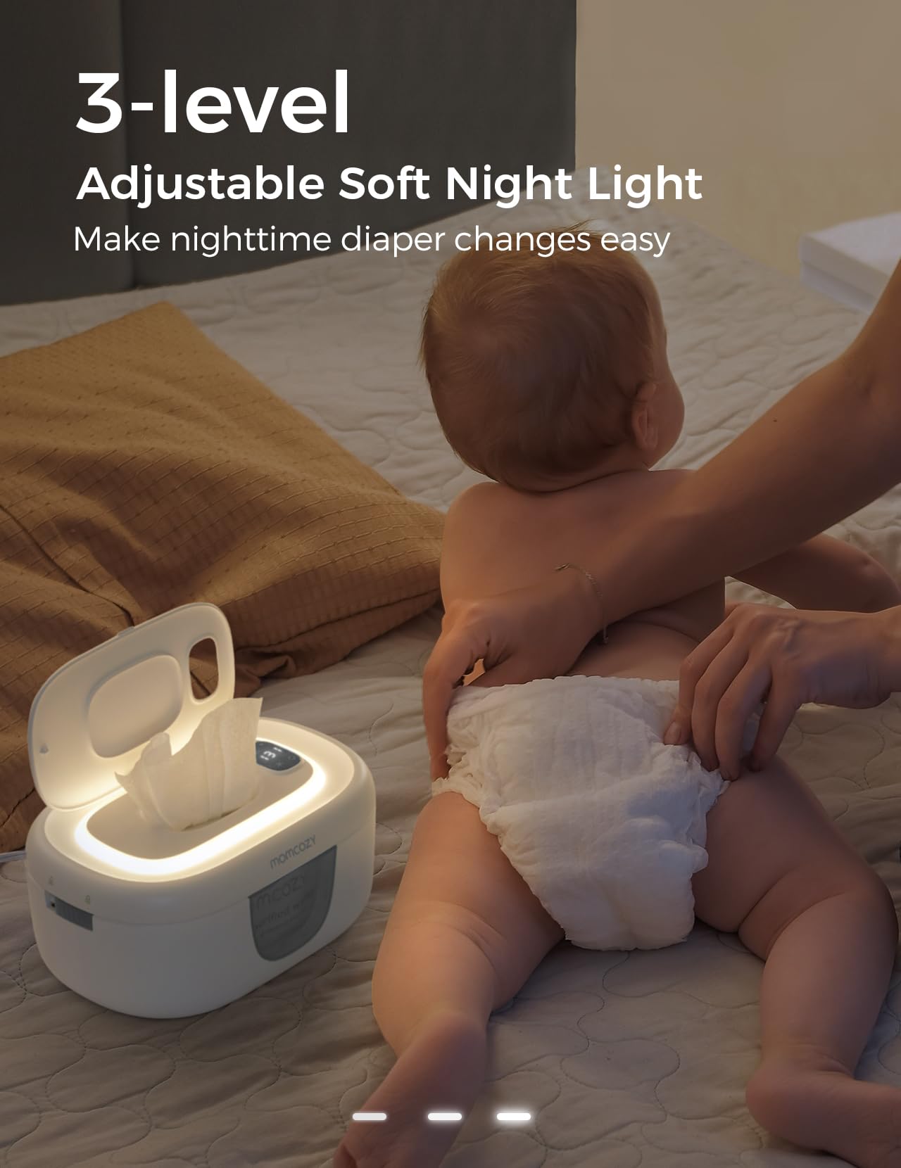 Momcozy Baby Wipe Warmer, Innovative Spring Design, Large Capacity Wipes Dispenser, Fast and Even Heating, 4 Modes of Temperature Heating Control, Diaper Wipe Warmer with Night Light