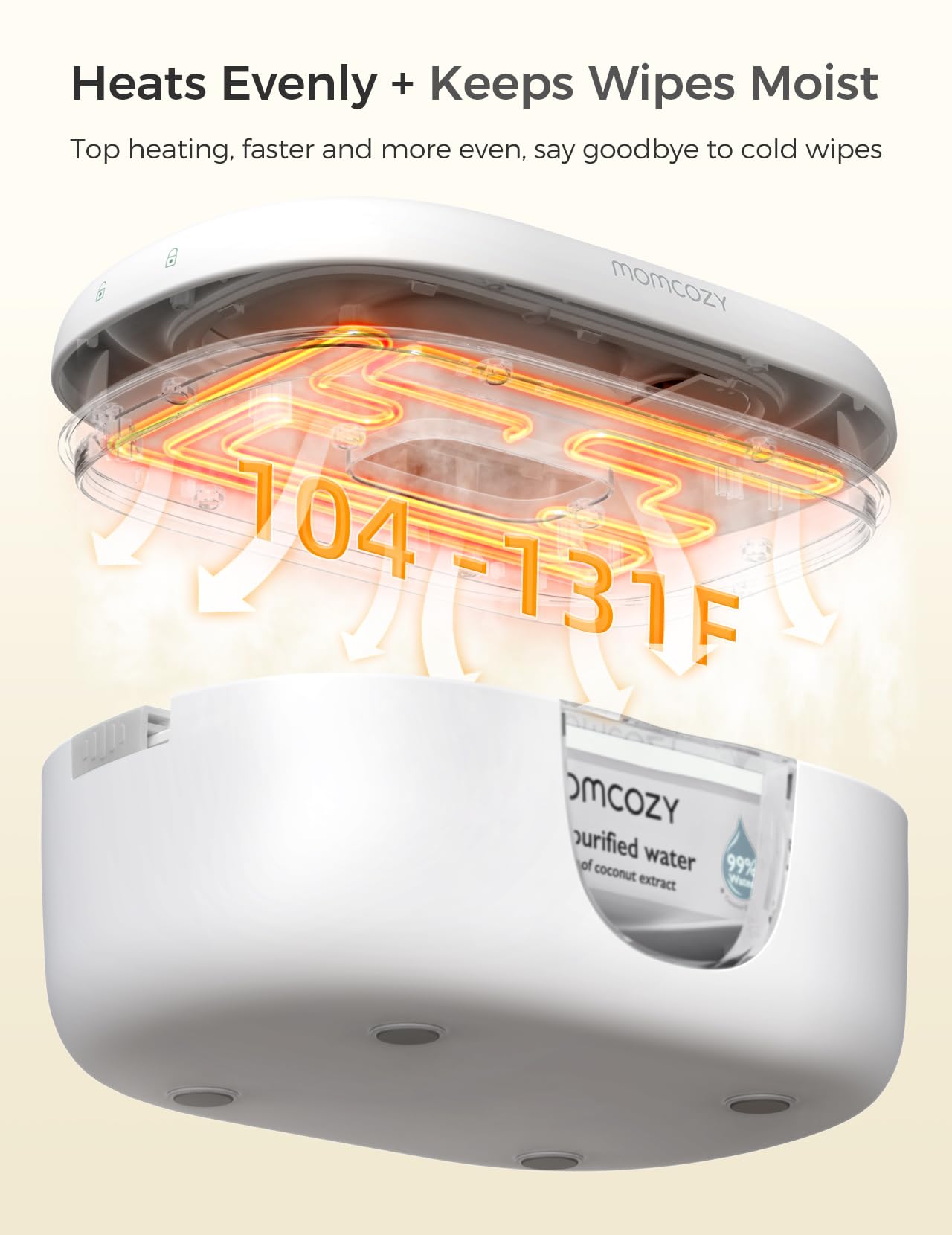Momcozy Baby Wipe Warmer, Innovative Spring Design, Large Capacity Wipes Dispenser, Fast and Even Heating, 4 Modes of Temperature Heating Control, Diaper Wipe Warmer with Night Light