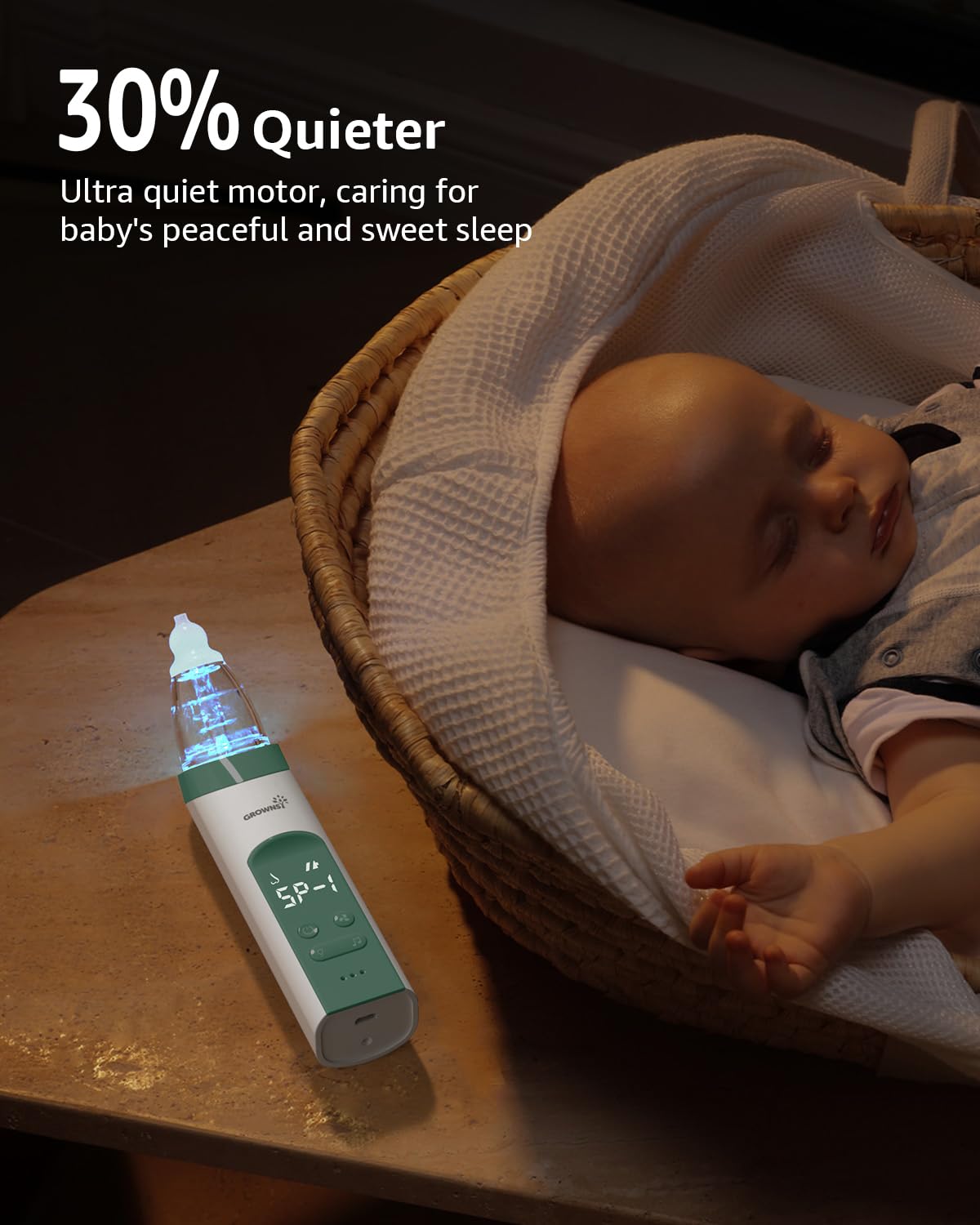 GROWNSY Nasal Aspirator for Baby, Electric Baby Nose Sucker with Larger Suction Chamber and More Powerful Suction, Automatic Nose Cleaner with Music and Light Soothing Function