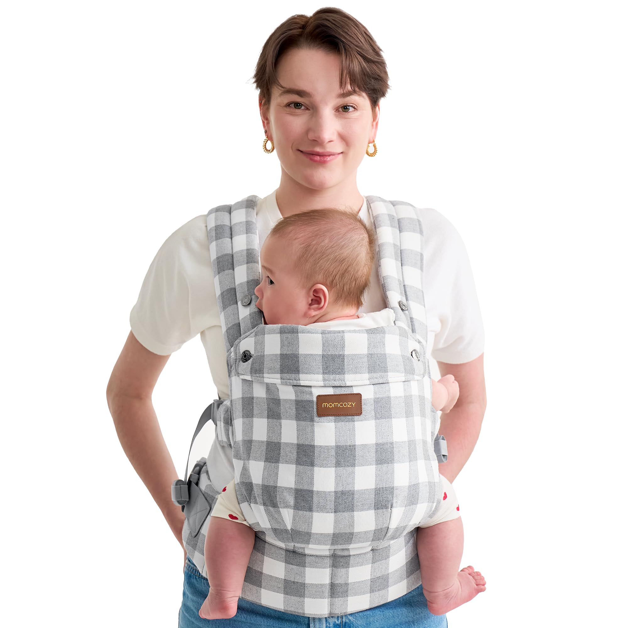 Momcozy Baby Carrier - Ergonomic, Cozy and Lightweight Carrier for 7-45lbs, Effortless to Put On, Ideal for Hands-Free Parenting, Enhanced Lumbar Support, Purehug for Infant to Toddler, Khaki