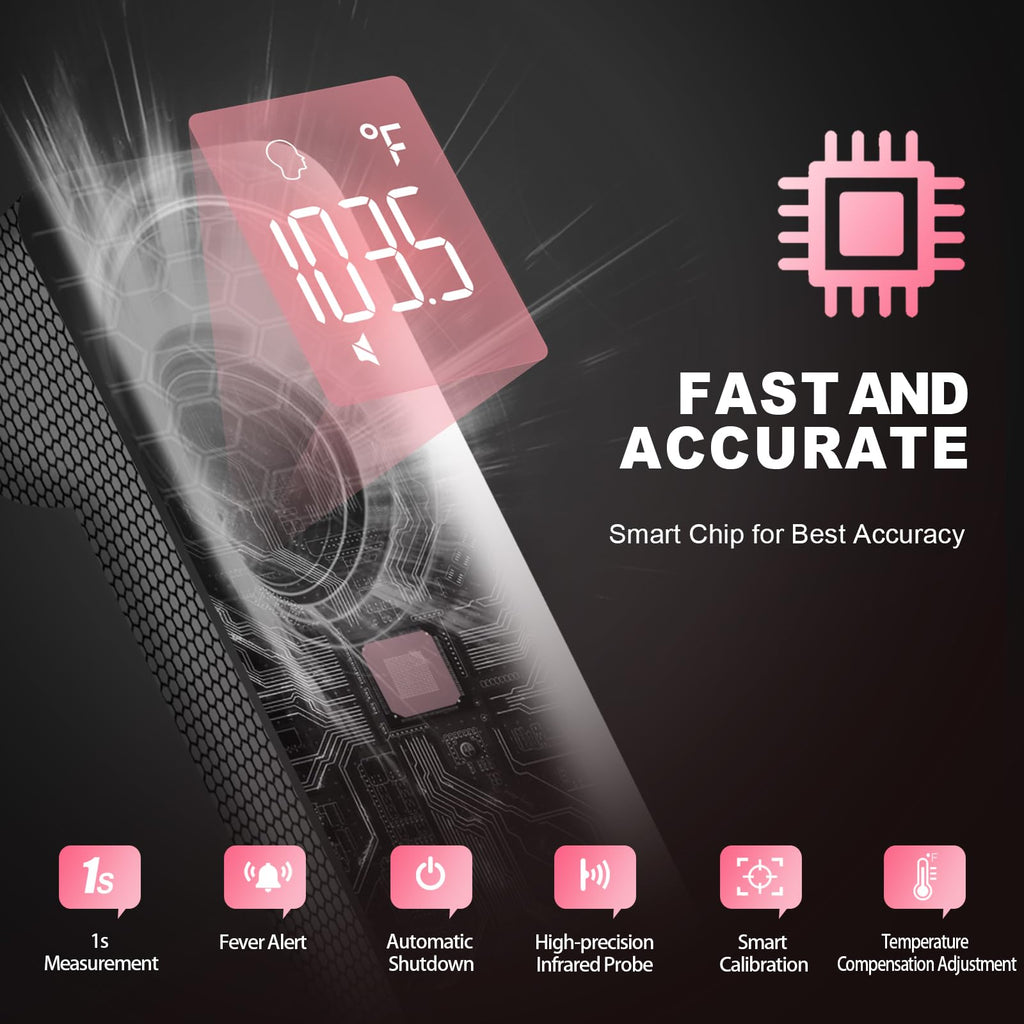No-Touch Thermometer for Adults and Kids, Accurate Digital Baby Thermometer, Fever Alarm & Silent Mode, 2 in 1 Forehead & Object Mode