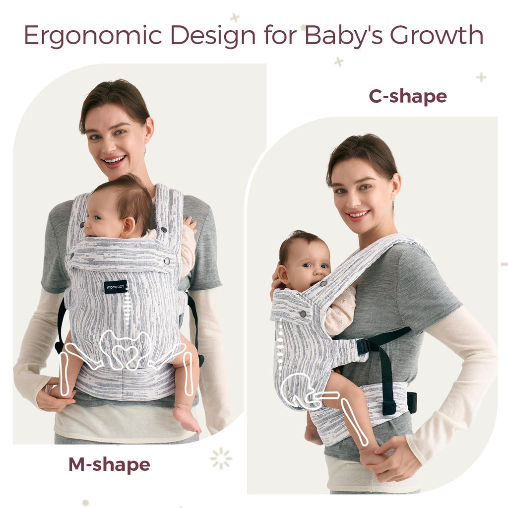 Momcozy Baby Carrier - Ergonomic, Cozy and Lightweight Carrier for 7-45lbs, Effortless to Put On, Ideal for Hands-Free Parenting, Enhanced Lumbar Support, Purehug for Infant to Toddler, Khaki