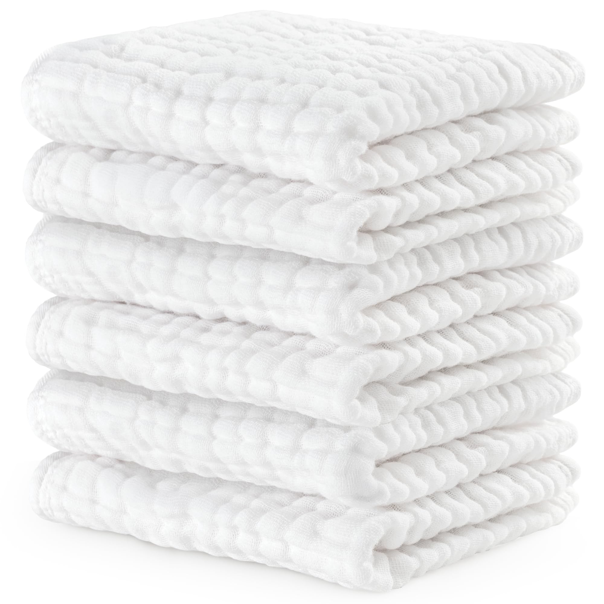 Comfy Cubs Muslin Burp Cloths 20" x 10", Pack of 10 - Large, 6-Layer, Ultra Absorbent 100% Cotton for Baby Drool and Messes - Soft, Safe & Gentle Baby Burp Cloths for Boys & Girls - Multi