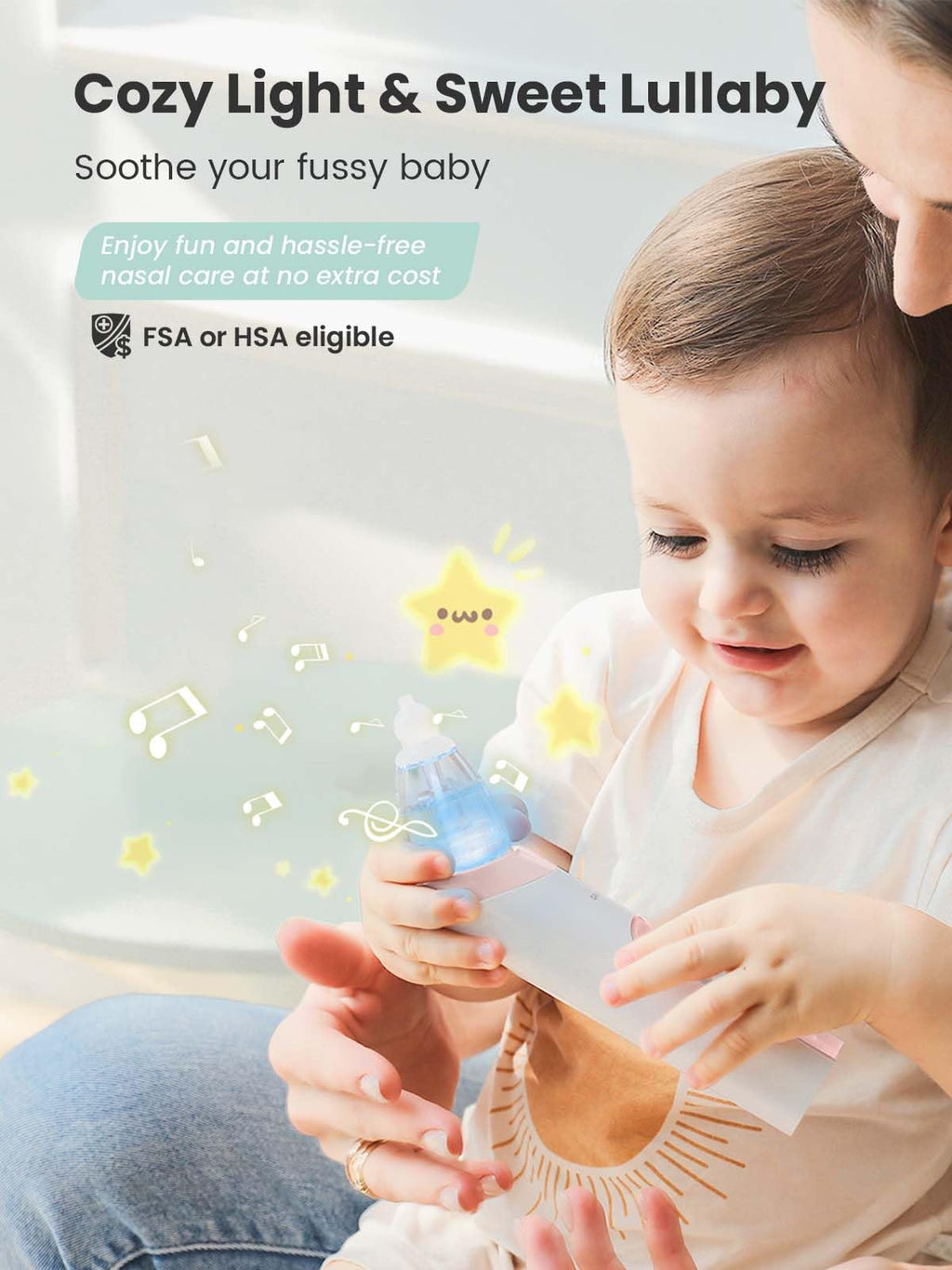 GROWNSY Nasal Aspirator for Baby, Electric Baby Nose Sucker with Larger Suction Chamber and More Powerful Suction, Automatic Nose Cleaner with Music and Light Soothing Function