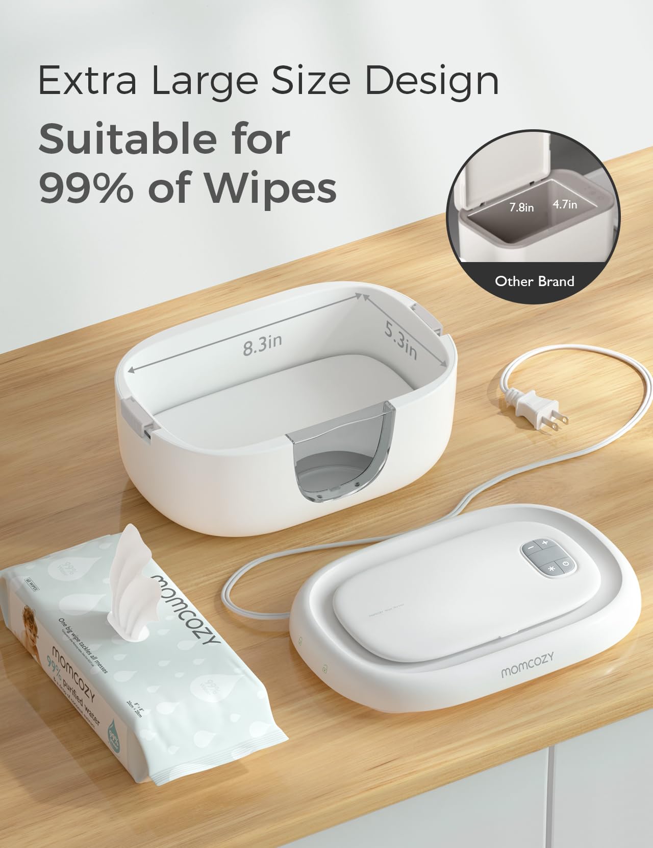 Momcozy Baby Wipe Warmer, Innovative Spring Design, Large Capacity Wipes Dispenser, Fast and Even Heating, 4 Modes of Temperature Heating Control, Diaper Wipe Warmer with Night Light