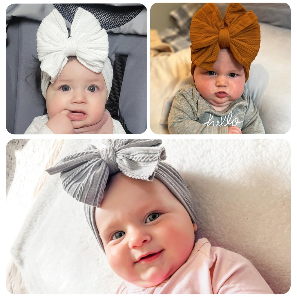 CÉLLOT 10 Colors Super Stretchy Soft Knot Baby Girl Headbands with Hair Bows Nylon Head Wrap For Newborn Baby Girls Infants Toddlers Kids