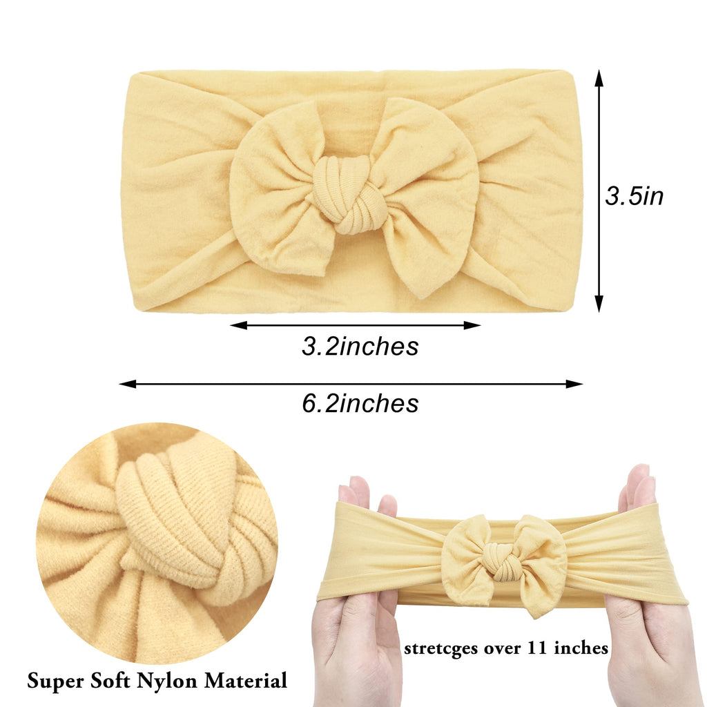 CÉLLOT 10 Colors Super Stretchy Soft Knot Baby Girl Headbands with Hair Bows Nylon Head Wrap For Newborn Baby Girls Infants Toddlers Kids