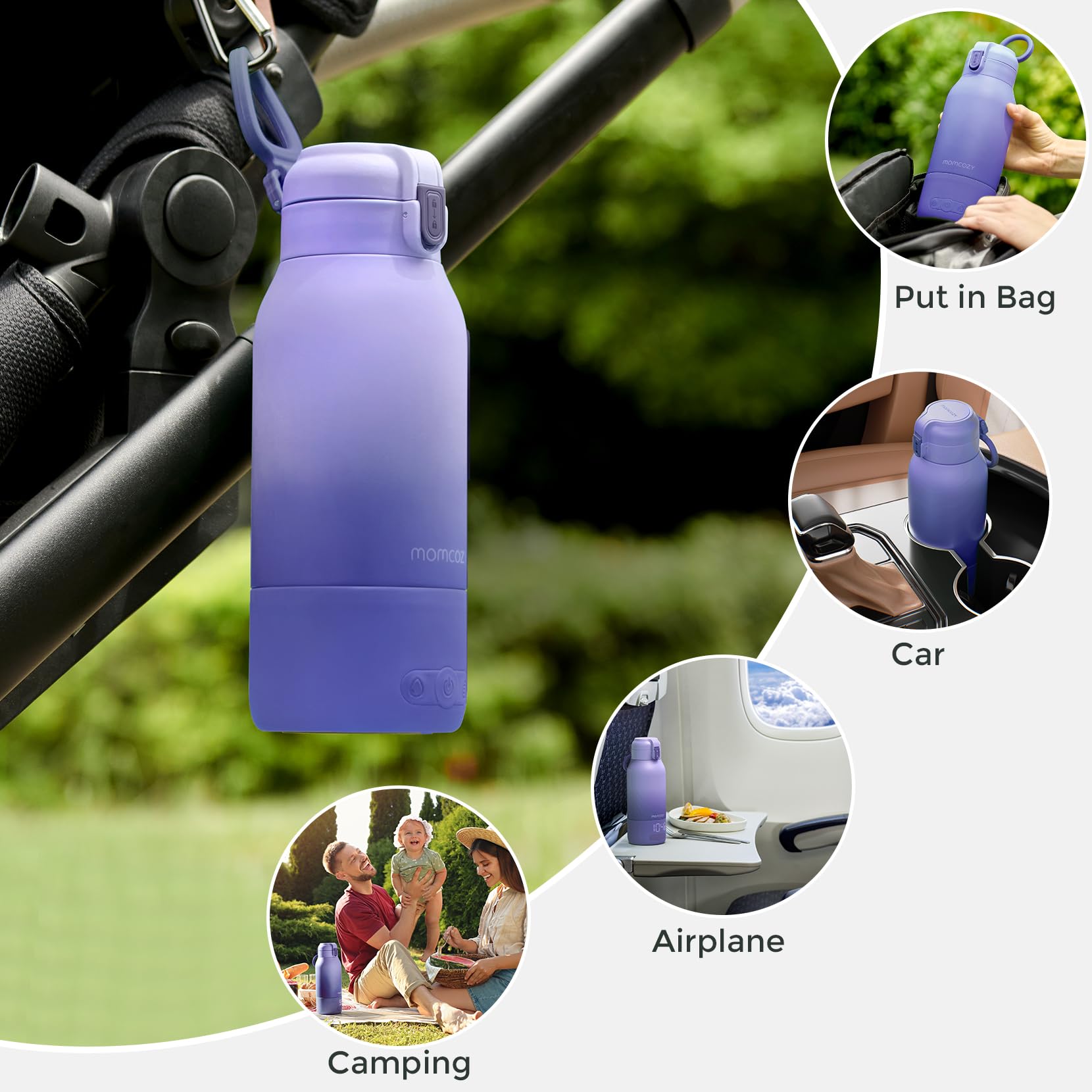 Momcozy Portable Bottle Warmer for Travel – Dual Heating Modes for Breast Milk & Water, Portable Milk Warmer with Fast Heating & Long Battery Life, 17 Ounces Large Capacity to Meet Your All-Day Needs