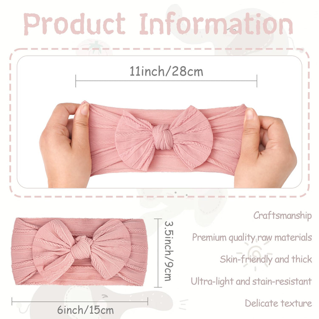 CÉLLOT 10 Colors Super Stretchy Soft Knot Baby Girl Headbands with Hair Bows Nylon Head Wrap For Newborn Baby Girls Infants Toddlers Kids