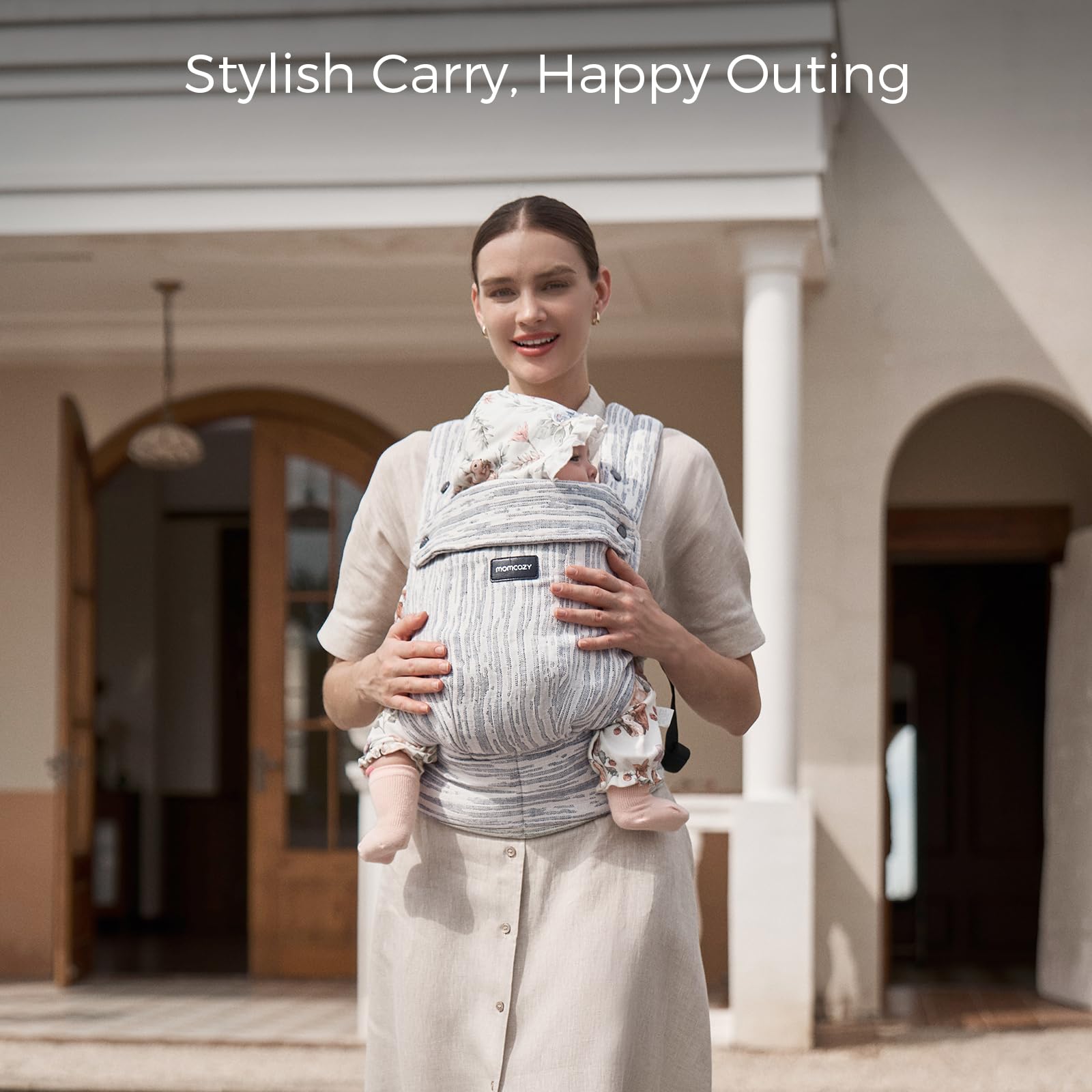 Momcozy Baby Carrier - Ergonomic, Cozy and Lightweight Carrier for 7-45lbs, Effortless to Put On, Ideal for Hands-Free Parenting, Enhanced Lumbar Support, Purehug for Infant to Toddler, Khaki