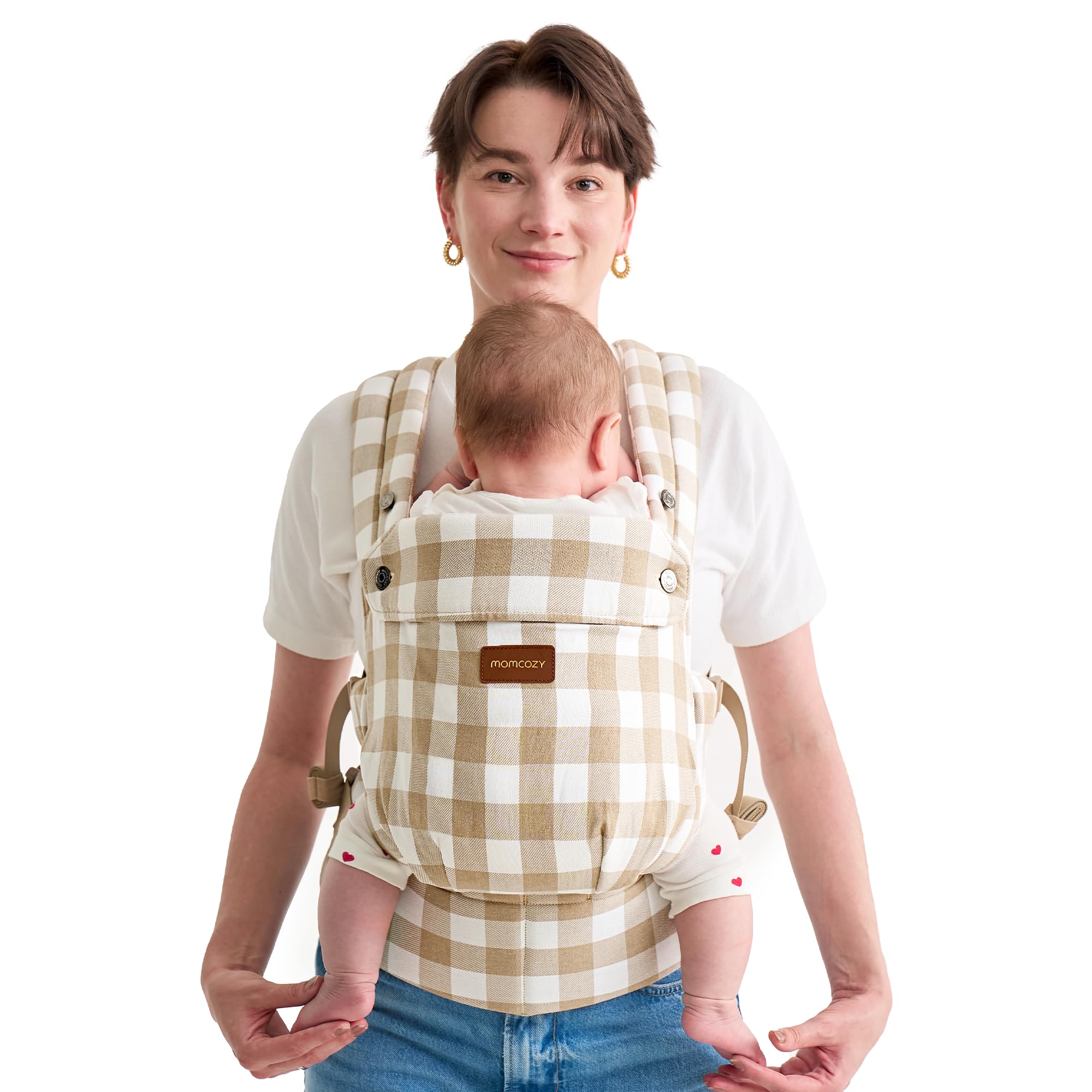 Momcozy Baby Carrier - Ergonomic, Cozy and Lightweight Carrier for 7-45lbs, Effortless to Put On, Ideal for Hands-Free Parenting, Enhanced Lumbar Support, Purehug for Infant to Toddler, Khaki