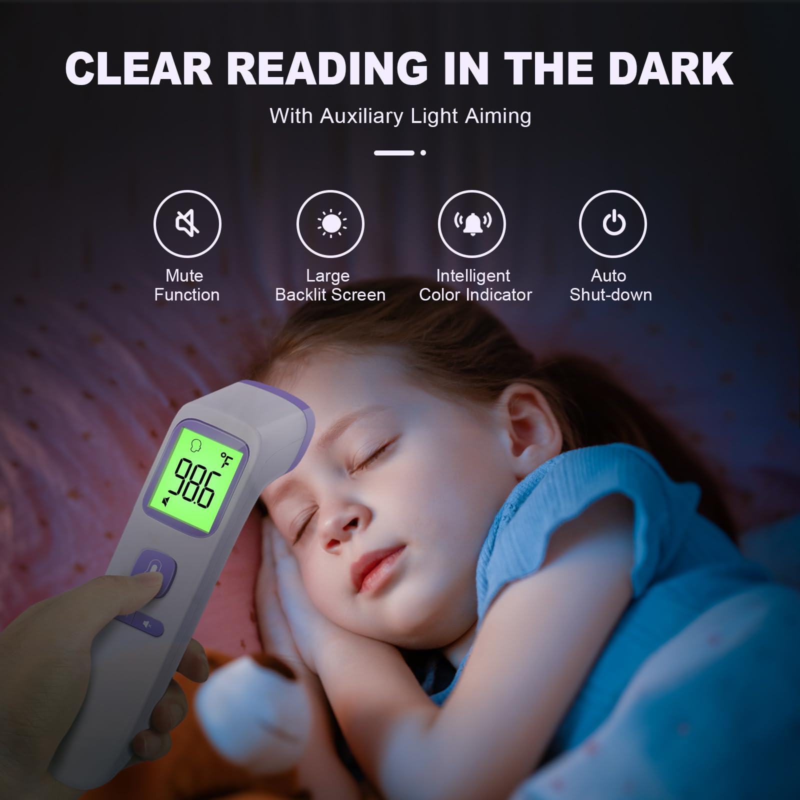 No-Touch Thermometer for Adults and Kids, Accurate Digital Baby Thermometer, Fever Alarm & Silent Mode, 2 in 1 Forehead & Object Mode