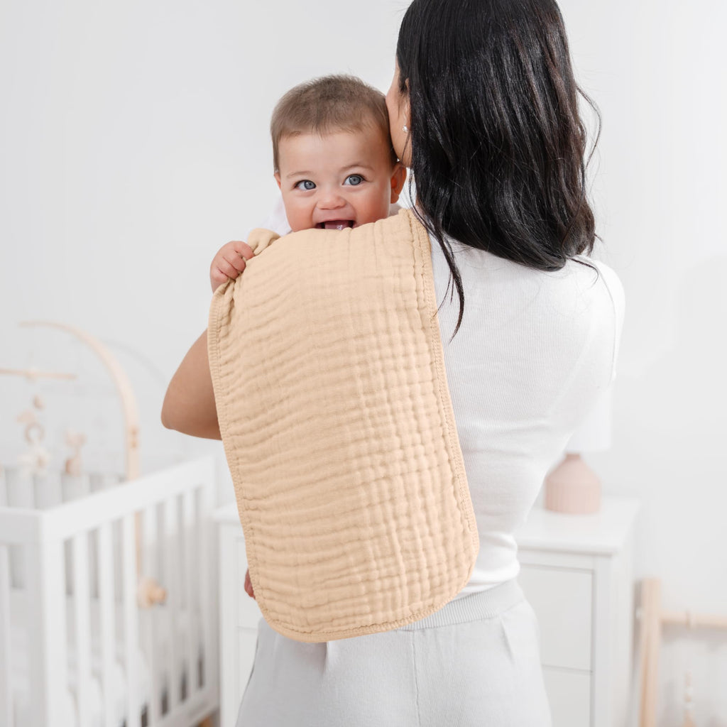 Comfy Cubs Muslin Burp Cloths 20" x 10", Pack of 10 - Large, 6-Layer, Ultra Absorbent 100% Cotton for Baby Drool and Messes - Soft, Safe & Gentle Baby Burp Cloths for Boys & Girls - Multi