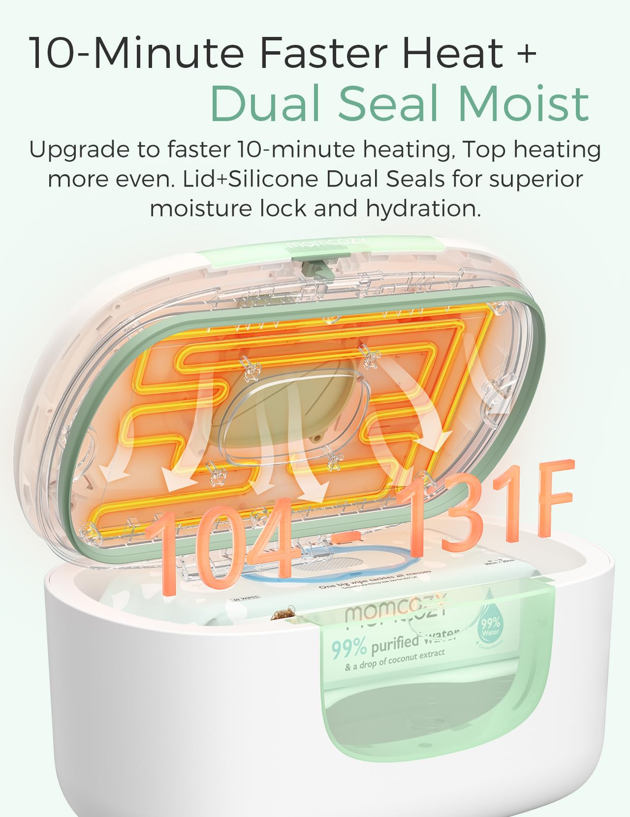 Momcozy Baby Wipe Warmer, Innovative Spring Design, Large Capacity Wipes Dispenser, Fast and Even Heating, 4 Modes of Temperature Heating Control, Diaper Wipe Warmer with Night Light