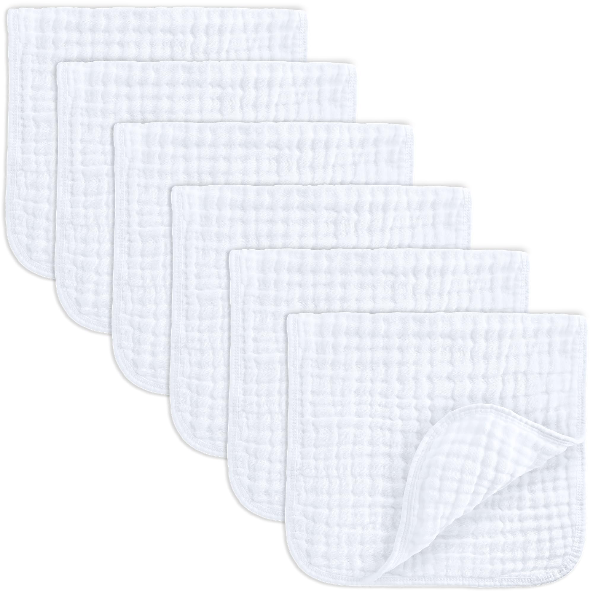 Comfy Cubs Muslin Burp Cloths 20" x 10", Pack of 10 - Large, 6-Layer, Ultra Absorbent 100% Cotton for Baby Drool and Messes - Soft, Safe & Gentle Baby Burp Cloths for Boys & Girls - Multi