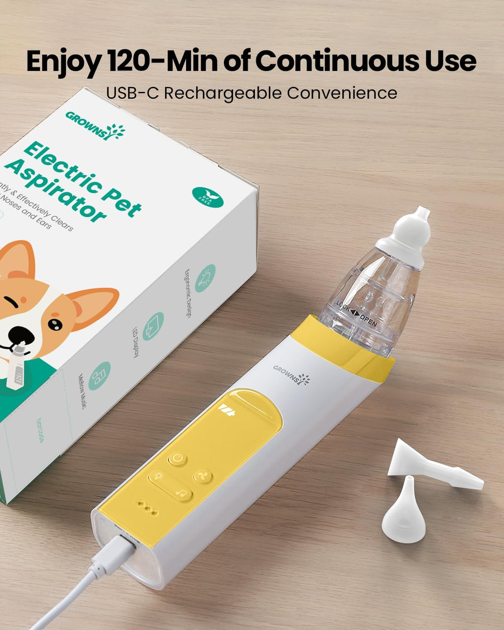 GROWNSY Nasal Aspirator for Baby, Electric Baby Nose Sucker with Larger Suction Chamber and More Powerful Suction, Automatic Nose Cleaner with Music and Light Soothing Function
