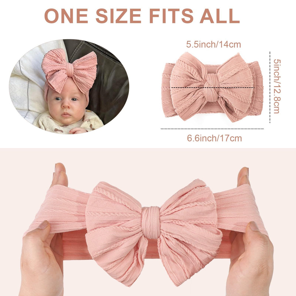 CÉLLOT 10 Colors Super Stretchy Soft Knot Baby Girl Headbands with Hair Bows Nylon Head Wrap For Newborn Baby Girls Infants Toddlers Kids