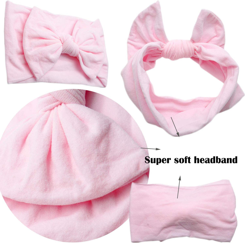 CÉLLOT 10 Colors Super Stretchy Soft Knot Baby Girl Headbands with Hair Bows Nylon Head Wrap For Newborn Baby Girls Infants Toddlers Kids