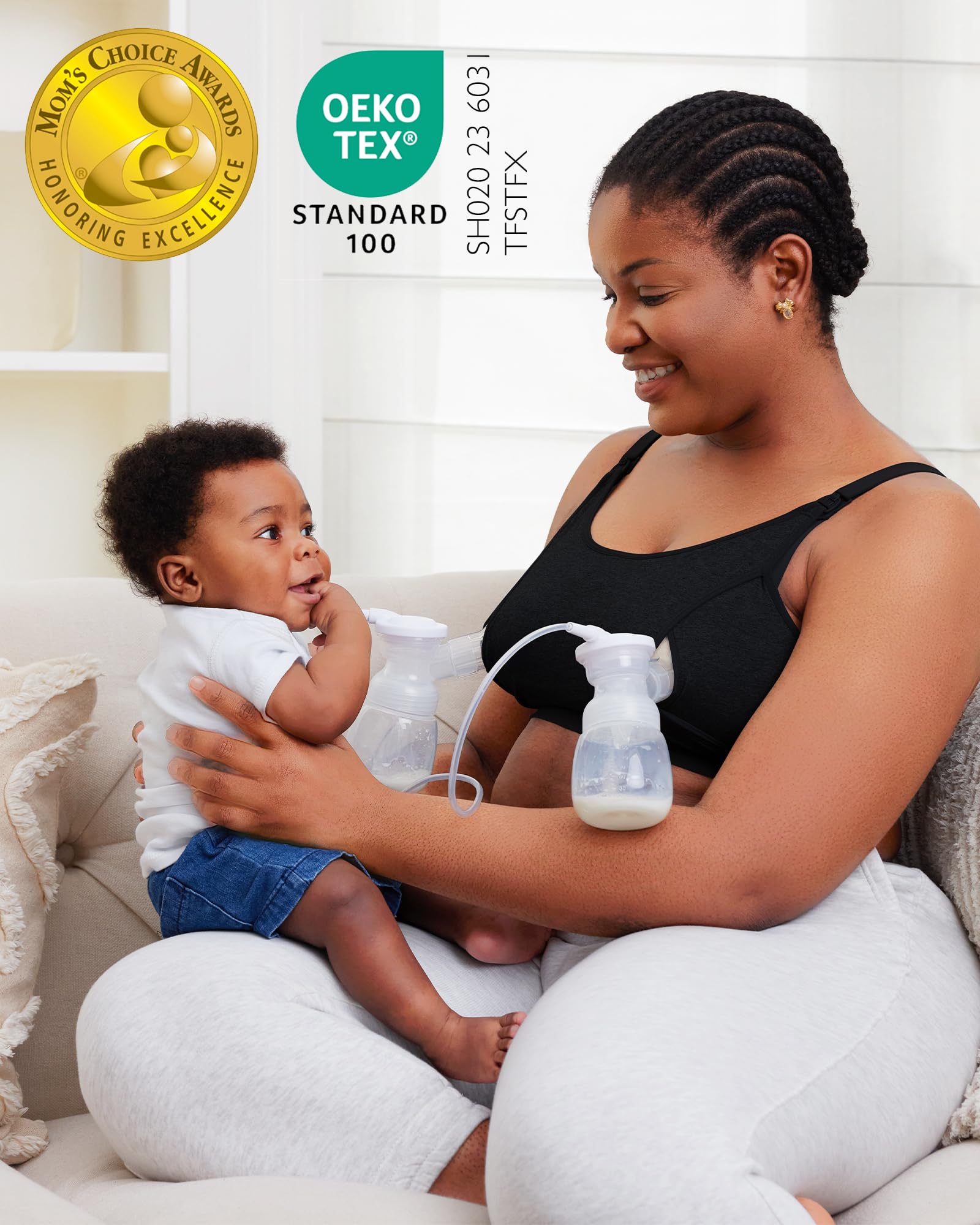 Momcozy Hands Free Pumping Bra, Adjustable Breast-Pumps Holding and Nursing Bra, Pumping & Nursing Bra in One
