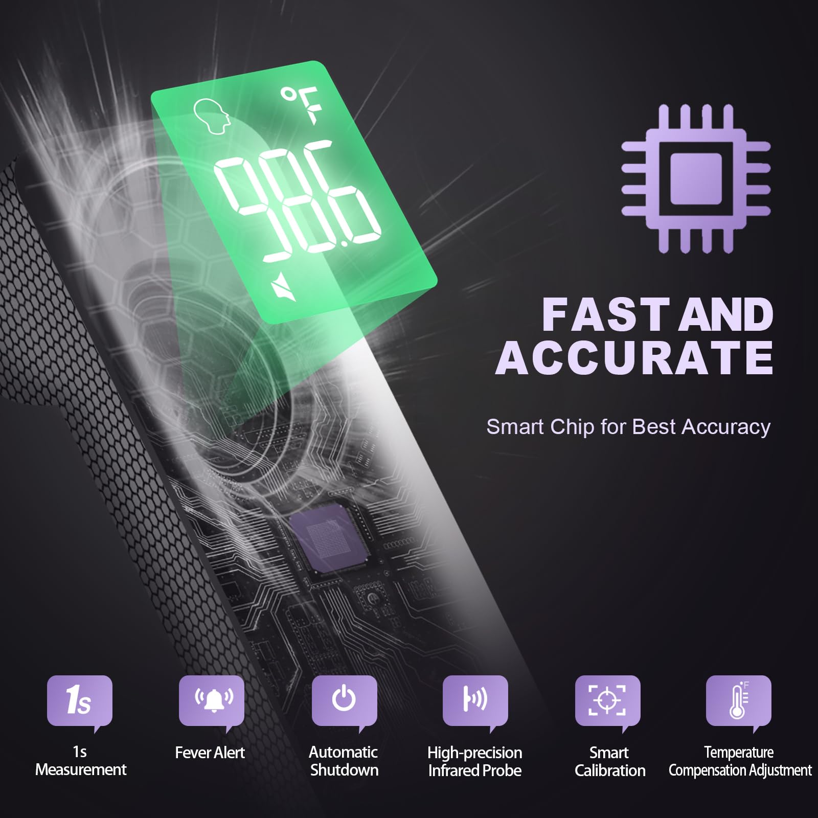 No-Touch Thermometer for Adults and Kids, Accurate Digital Baby Thermometer, Fever Alarm & Silent Mode, 2 in 1 Forehead & Object Mode