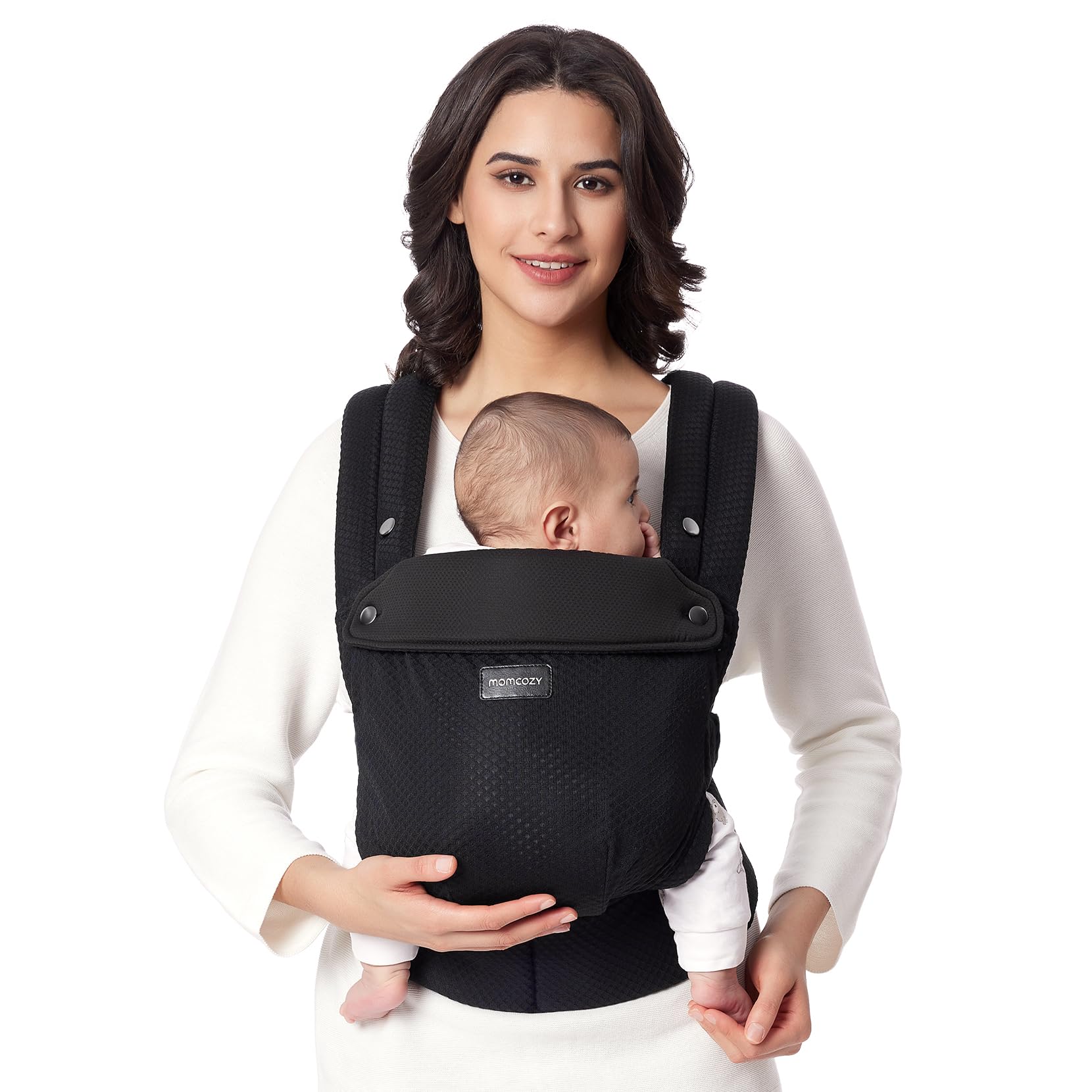 Momcozy Baby Carrier - Ergonomic, Cozy and Lightweight Carrier for 7-45lbs, Effortless to Put On, Ideal for Hands-Free Parenting, Enhanced Lumbar Support, Purehug for Infant to Toddler, Khaki