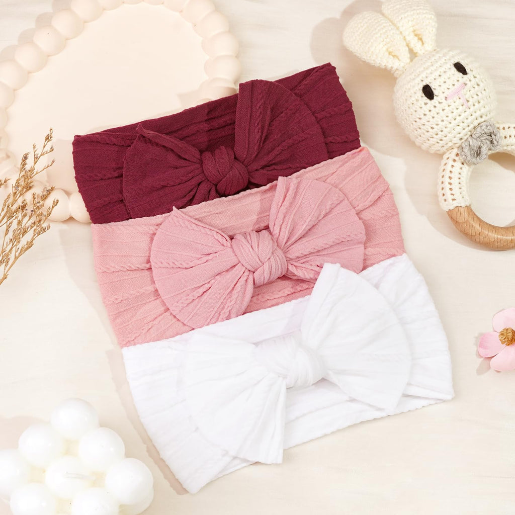 CÉLLOT 10 Colors Super Stretchy Soft Knot Baby Girl Headbands with Hair Bows Nylon Head Wrap For Newborn Baby Girls Infants Toddlers Kids