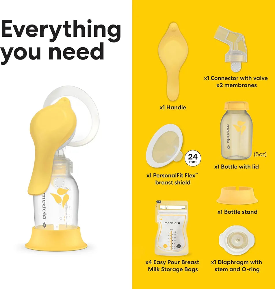 Medela Harmony Manual Breast Pump, Compact Swiss Design with PersonalFit Flex Shields and Medela's 2-Phase Expression Technology