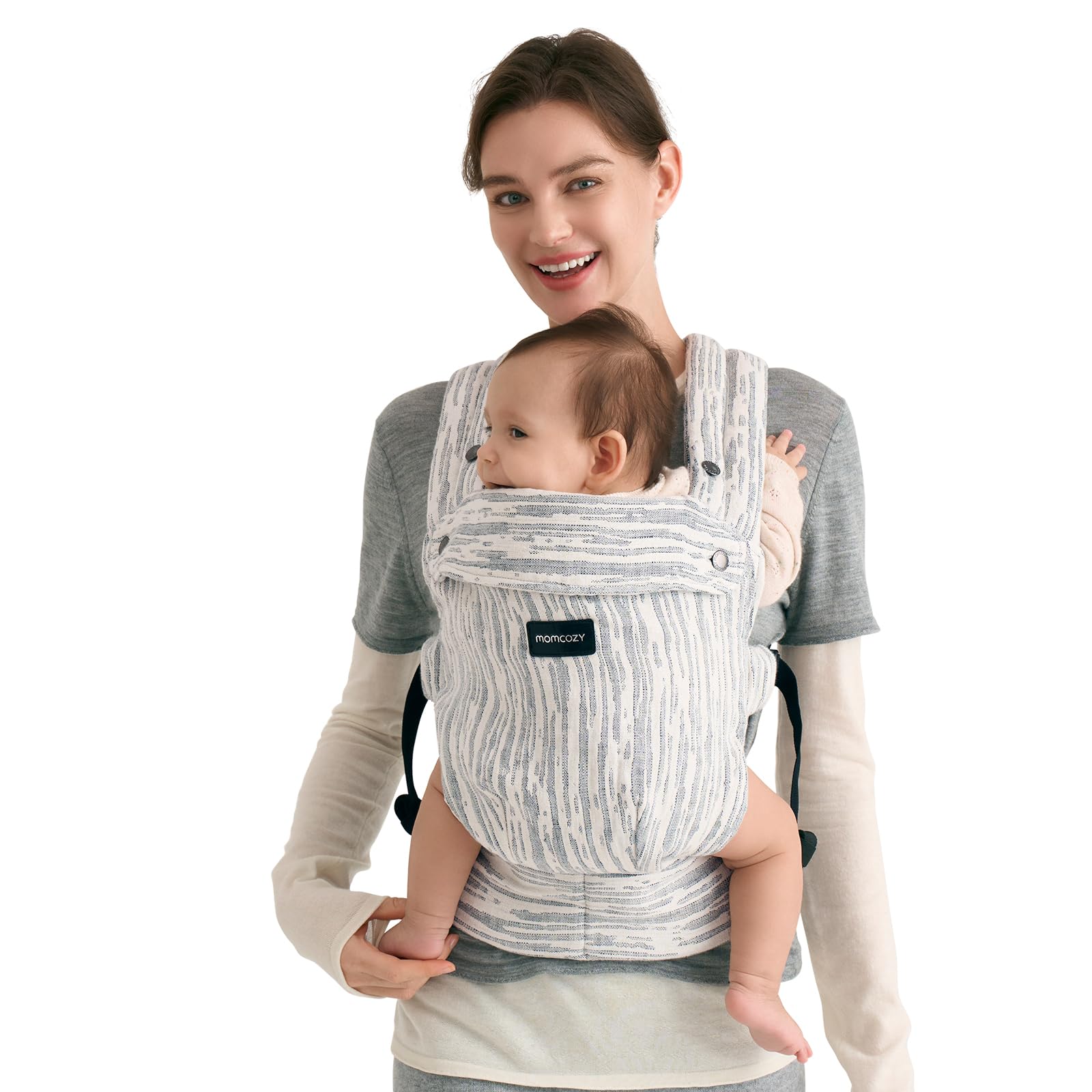 Momcozy Baby Carrier - Ergonomic, Cozy and Lightweight Carrier for 7-45lbs, Effortless to Put On, Ideal for Hands-Free Parenting, Enhanced Lumbar Support, Purehug for Infant to Toddler, Khaki