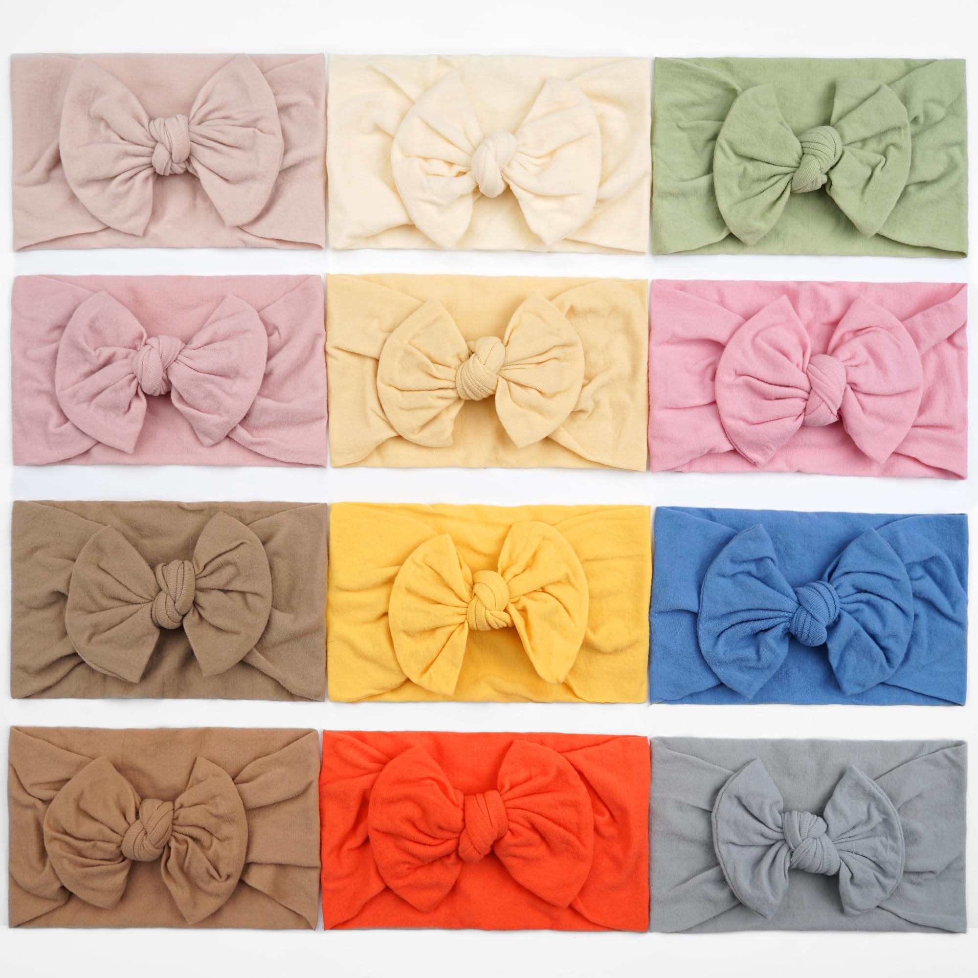 CÉLLOT 10 Colors Super Stretchy Soft Knot Baby Girl Headbands with Hair Bows Nylon Head Wrap For Newborn Baby Girls Infants Toddlers Kids