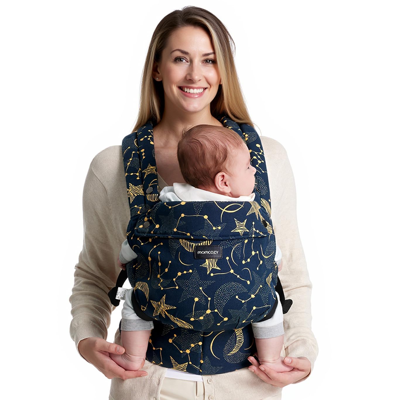 Momcozy Baby Carrier - Ergonomic, Cozy and Lightweight Carrier for 7-45lbs, Effortless to Put On, Ideal for Hands-Free Parenting, Enhanced Lumbar Support, Purehug for Infant to Toddler, Khaki