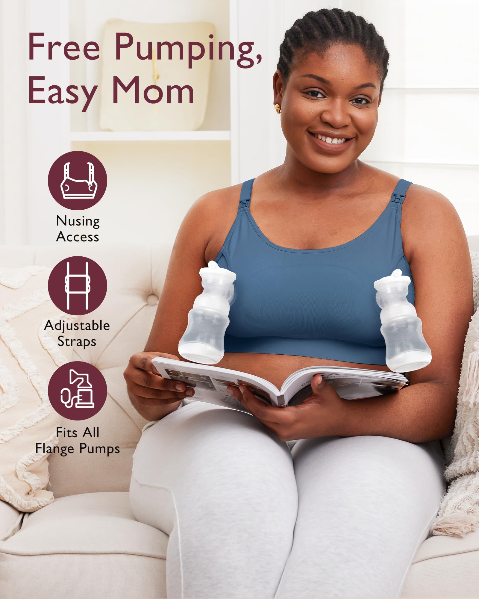 Momcozy Hands Free Pumping Bra, Adjustable Breast-Pumps Holding and Nursing Bra, Pumping & Nursing Bra in One