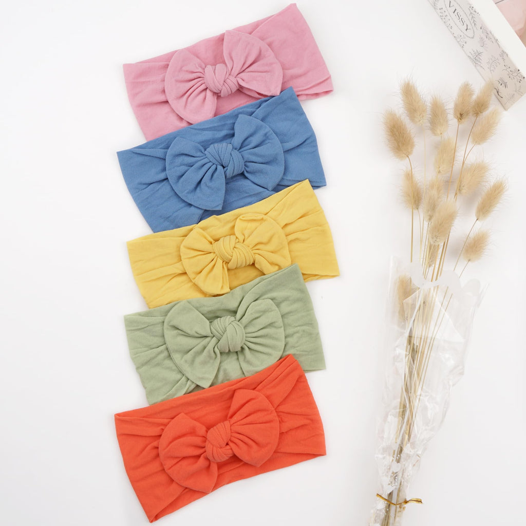 CÉLLOT 10 Colors Super Stretchy Soft Knot Baby Girl Headbands with Hair Bows Nylon Head Wrap For Newborn Baby Girls Infants Toddlers Kids
