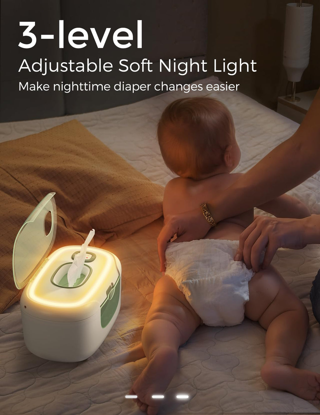 Momcozy Baby Wipe Warmer, Innovative Spring Design, Large Capacity Wipes Dispenser, Fast and Even Heating, 4 Modes of Temperature Heating Control, Diaper Wipe Warmer with Night Light