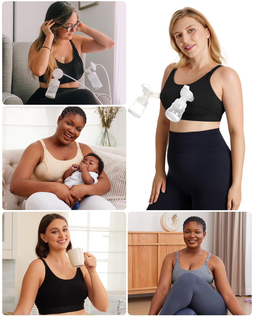 Momcozy Hands Free Pumping Bra, Adjustable Breast-Pumps Holding and Nursing Bra, Pumping & Nursing Bra in One
